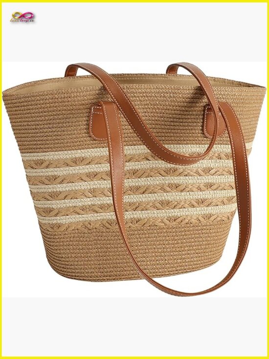 Handbags - Straw Woven Tote Bag Large Shoulder Handbag Summer Beach Purse